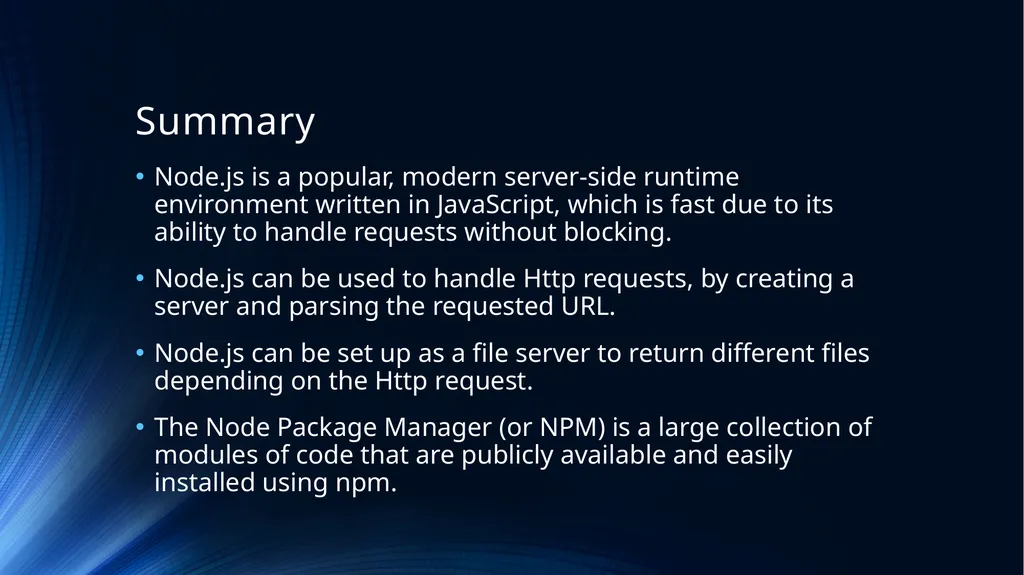 Web Programming Language Week 9 Introducing Node - slide 25 of 26
