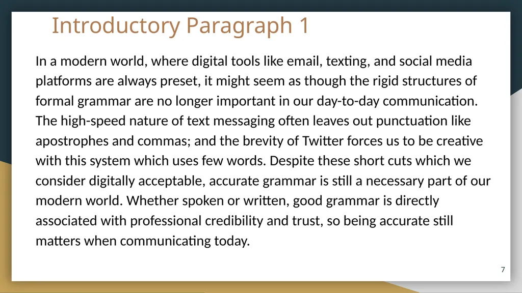 Coursebook Lesson 4 The Introduction and Thesis - slide 7 of 20