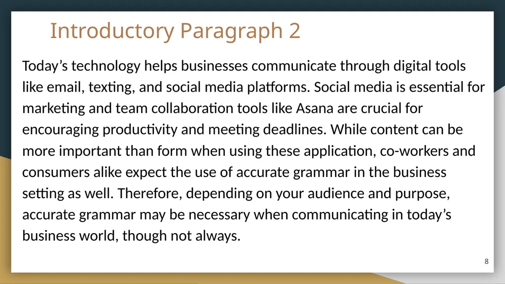 Coursebook Lesson 4 The Introduction and Thesis - slide 8 of 20