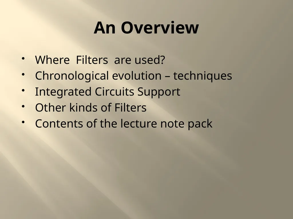 Modern Analog/ Integrated Circuit Filters Analysis - slide 2 of 9