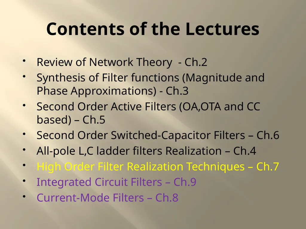 Modern Analog/ Integrated Circuit Filters Analysis - slide 9 of 9