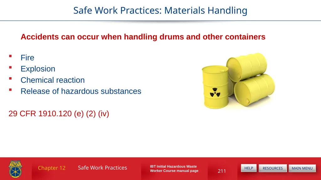 Chapter 12 Safe Work Practices Drum and Container - slide 6 of 19