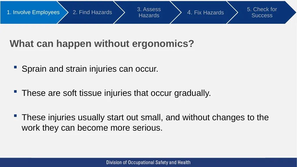 Using ergonomics to prevent sprains and strains - slide 9 of 55