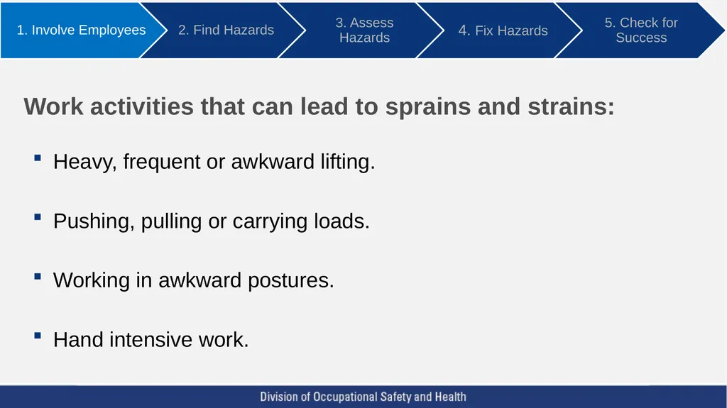 Using ergonomics to prevent sprains and strains - slide 11 of 55