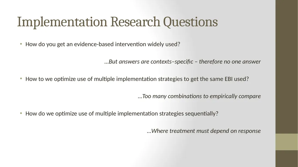 Implementation Science Research 1 Implementation - slide 20 of 37