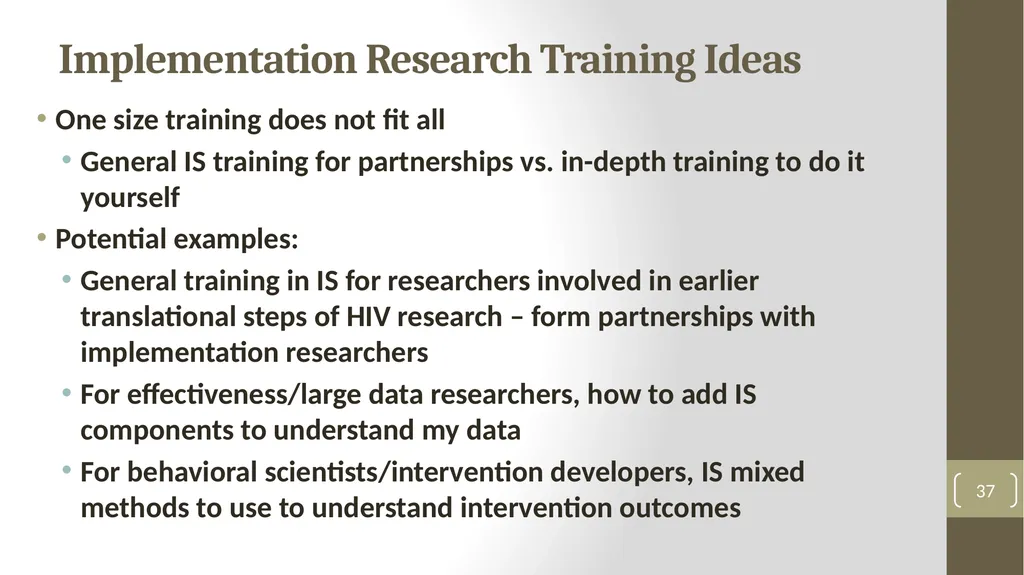 Implementation Science Research 1 Implementation - slide 37 of 37