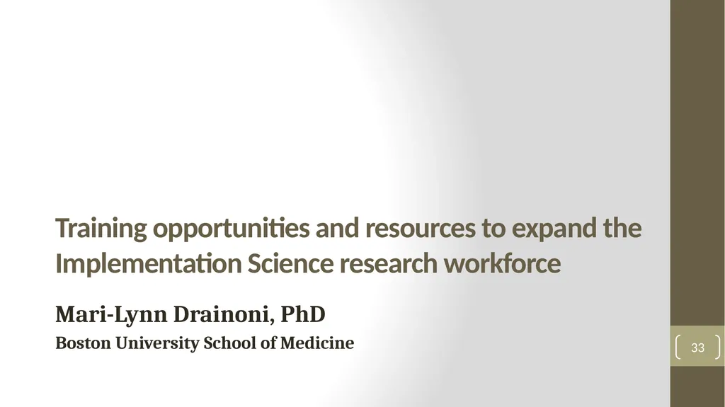 Implementation Science Research 1 Implementation - slide 33 of 37