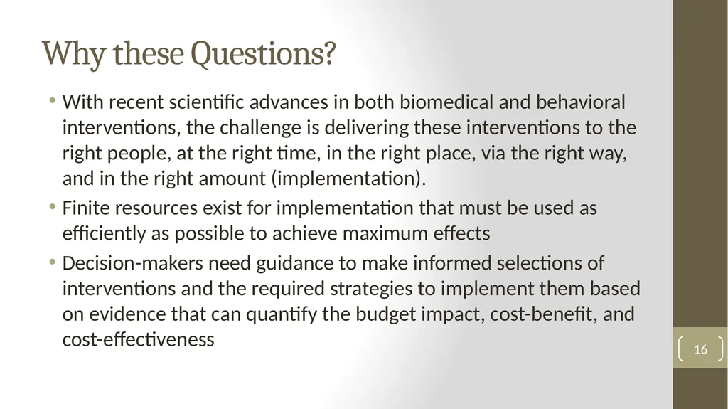 Implementation Science Research 1 Implementation - slide 16 of 37