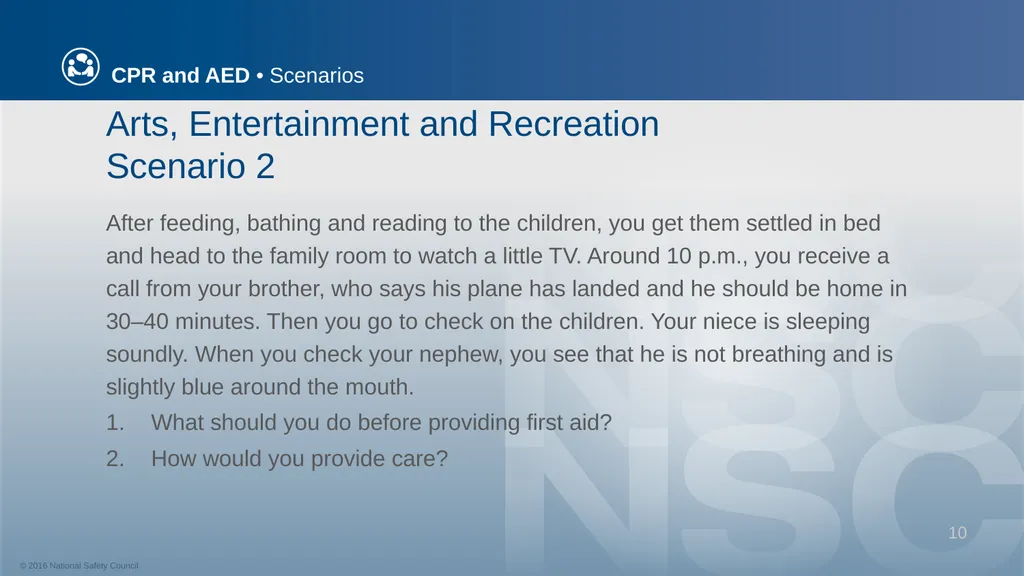 CPR and AED Scenarios Table of Contents You and - slide 10 of 46