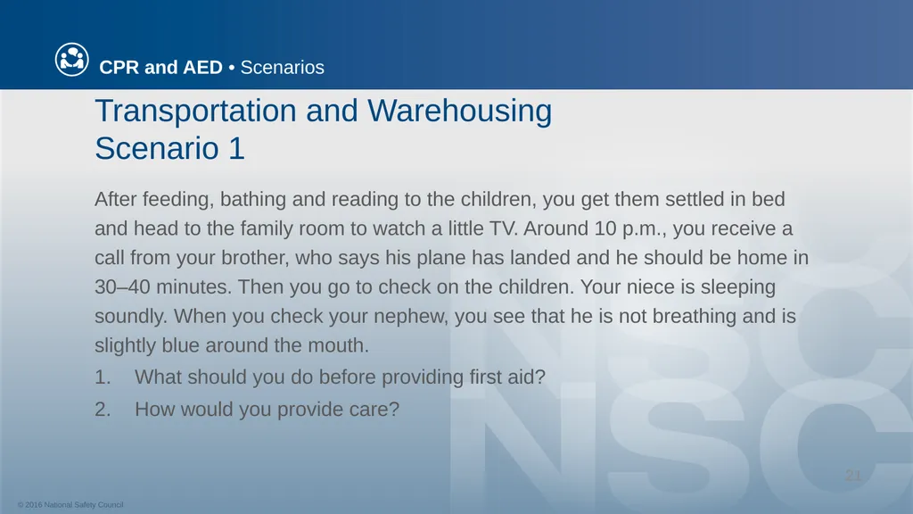 CPR and AED Scenarios Table of Contents You and - slide 21 of 46