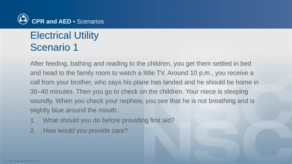 CPR and AED Scenarios Table of Contents You and - slide 25 of 46