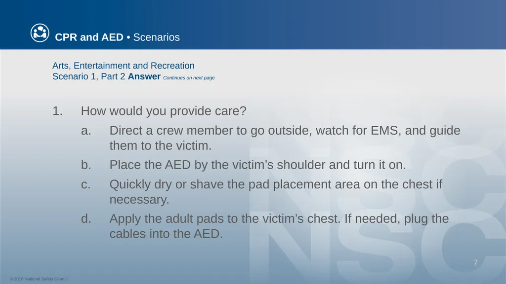CPR and AED Scenarios Table of Contents You and - slide 7 of 46