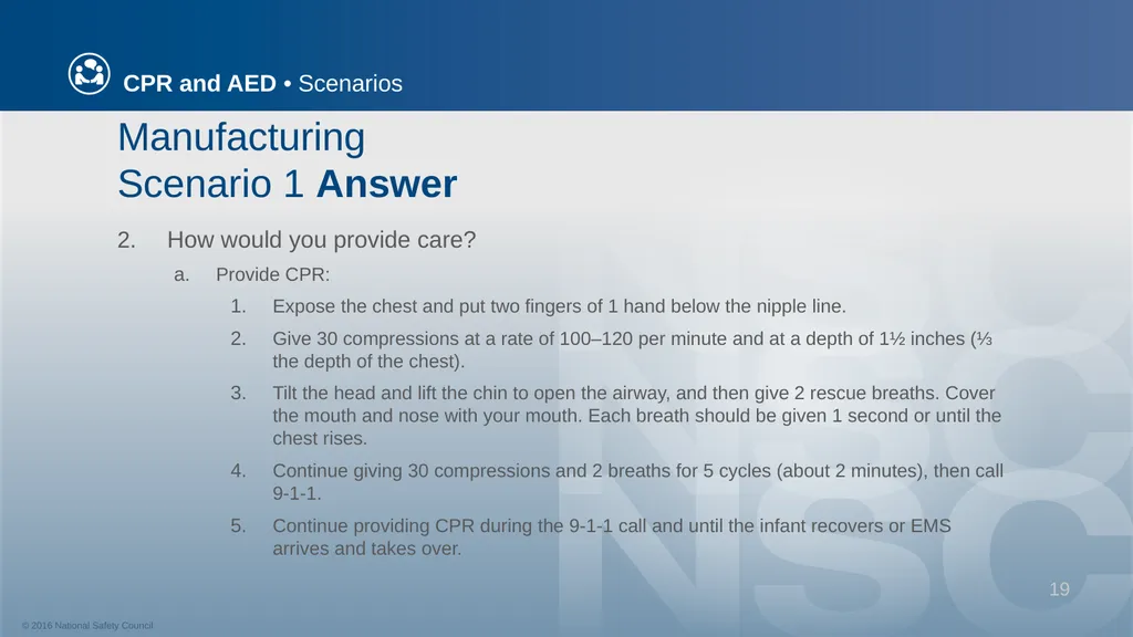 CPR and AED Scenarios Table of Contents You and - slide 19 of 46