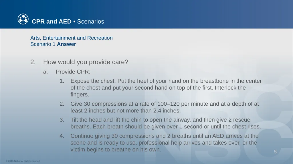 CPR and AED Scenarios Table of Contents You and - slide 5 of 46