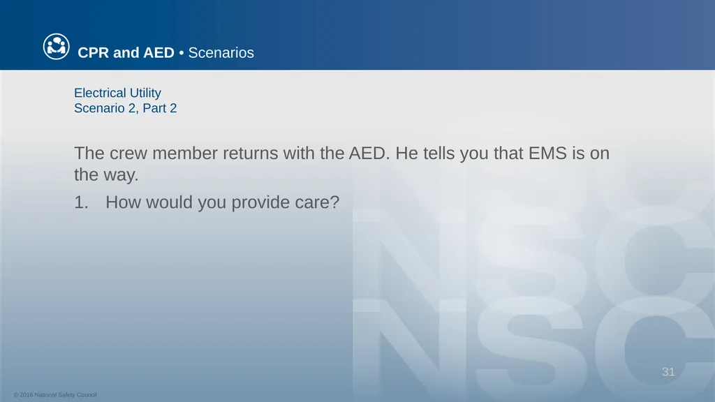 CPR and AED Scenarios Table of Contents You and - slide 31 of 46