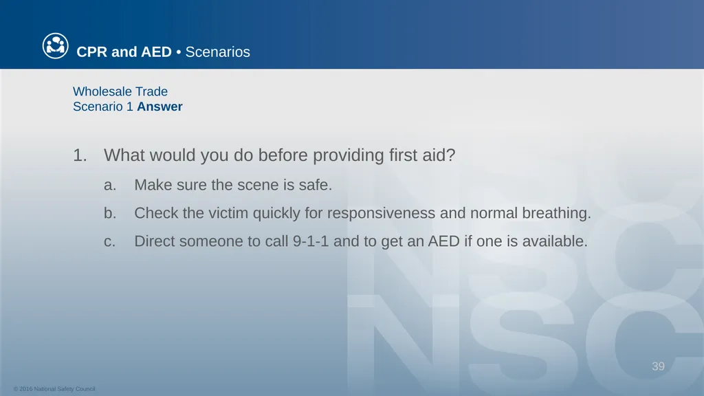 CPR and AED Scenarios Table of Contents You and - slide 39 of 46