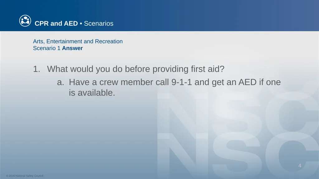 CPR and AED Scenarios Table of Contents You and - slide 4 of 46