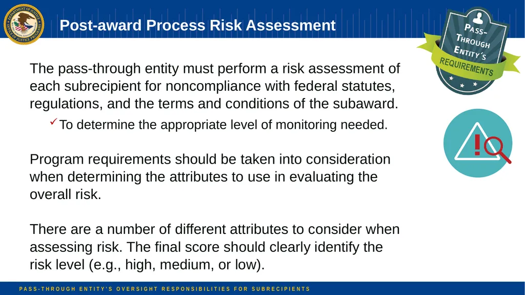 Pass-through Entity’s Oversight Responsibilities - slide 26 of 58