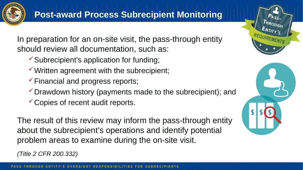 Pass-through Entity’s Oversight Responsibilities - slide 33 of 58