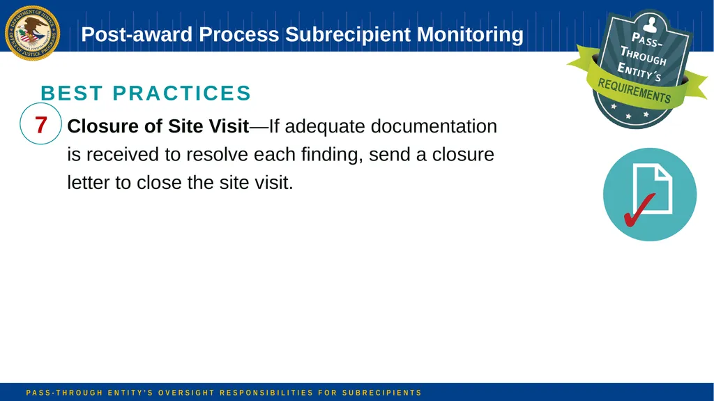 Pass-through Entity’s Oversight Responsibilities - slide 41 of 58