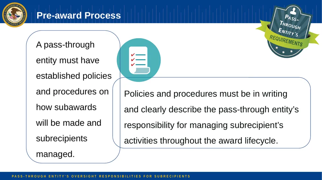 Pass-through Entity’s Oversight Responsibilities - slide 21 of 58