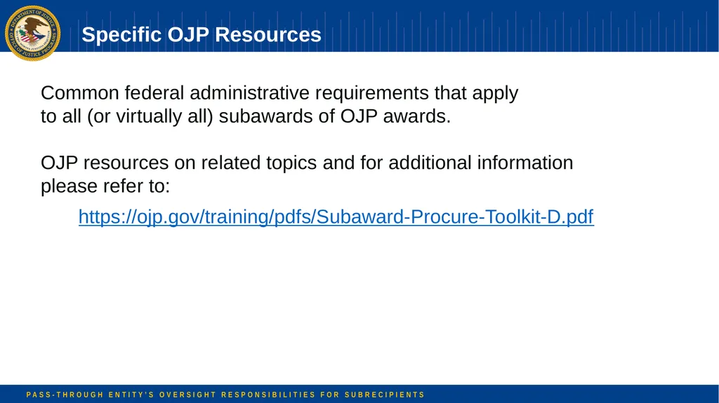 Pass-through Entity’s Oversight Responsibilities - slide 54 of 58