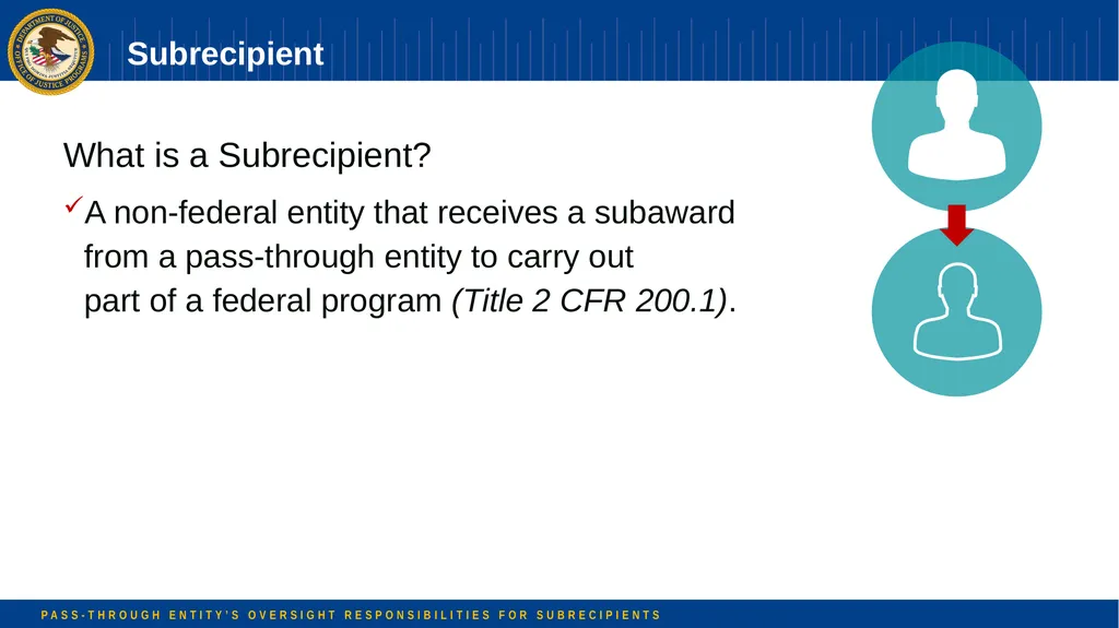Pass-through Entity’s Oversight Responsibilities - slide 8 of 58