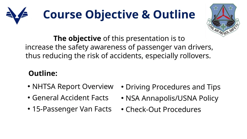 1 Passenger Van Safety Awareness Program Course - slide 2 of 27