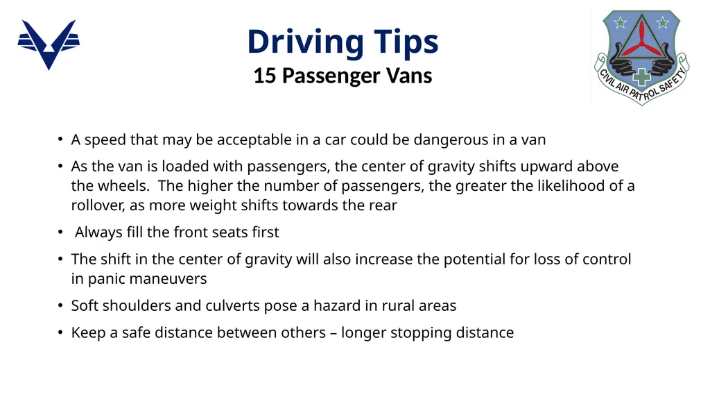 1 Passenger Van Safety Awareness Program Course - slide 8 of 27