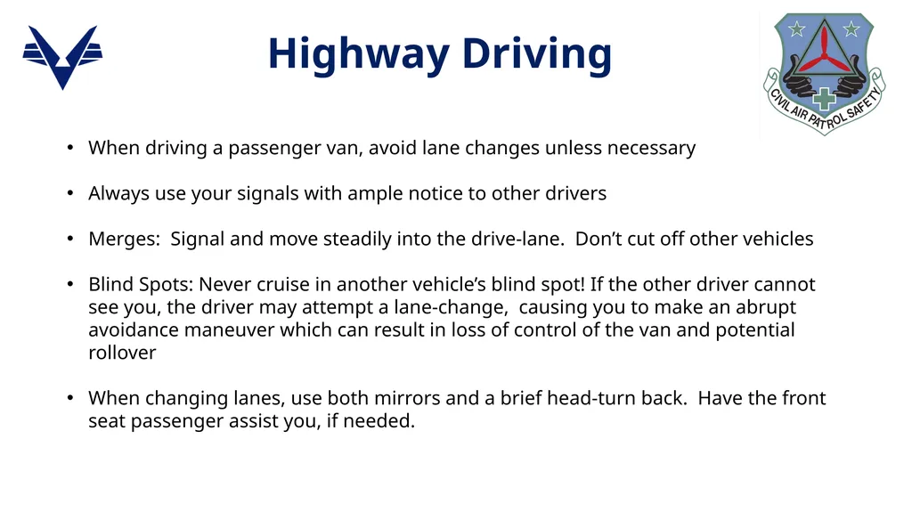 1 Passenger Van Safety Awareness Program Course - slide 18 of 27