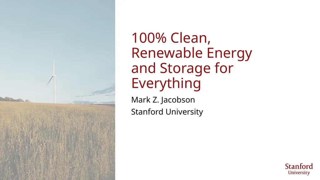 100% Clean, Renewable Energy and Storage for - slide 1 of 49