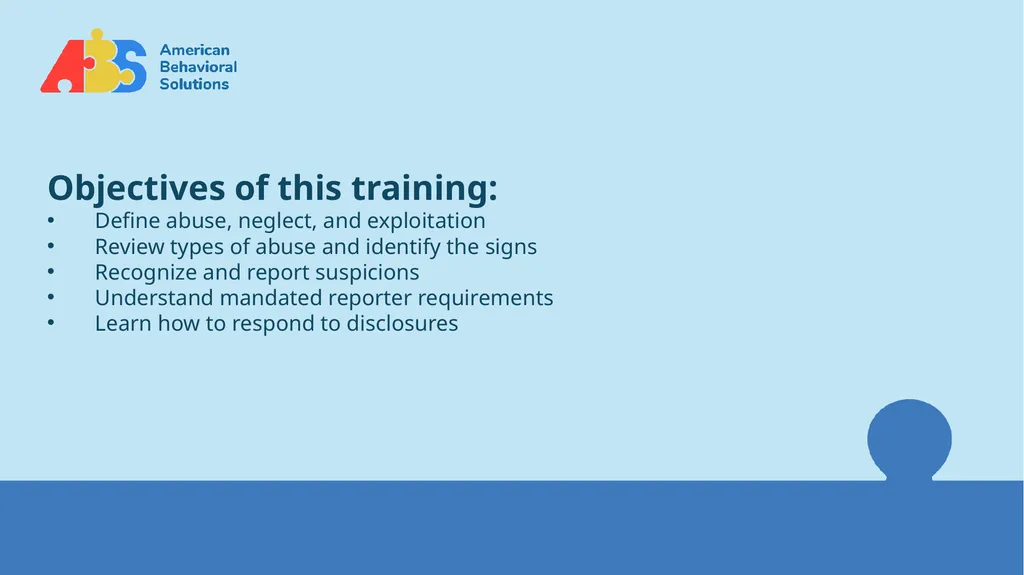 Annual Abuse and Neglect Prevention Training - slide 2 of 26