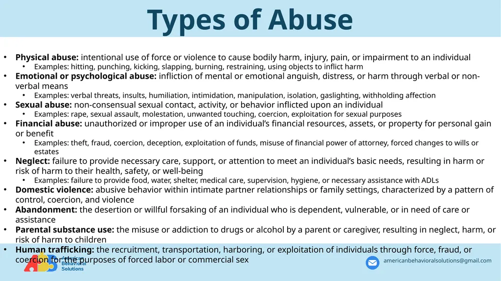 Annual Abuse and Neglect Prevention Training - slide 6 of 26