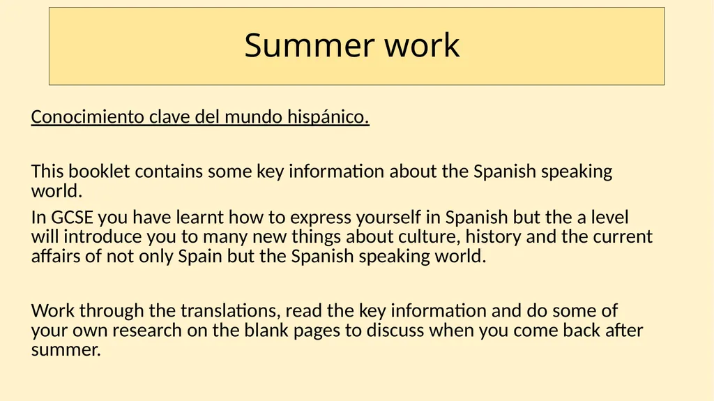 Título: Spanish A LEVEL taster session Fecha: - slide 9 of 9