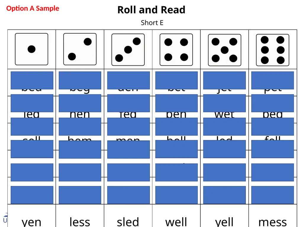 Roll and Read Activity: Use this Roll and Read - slide 3 of 25