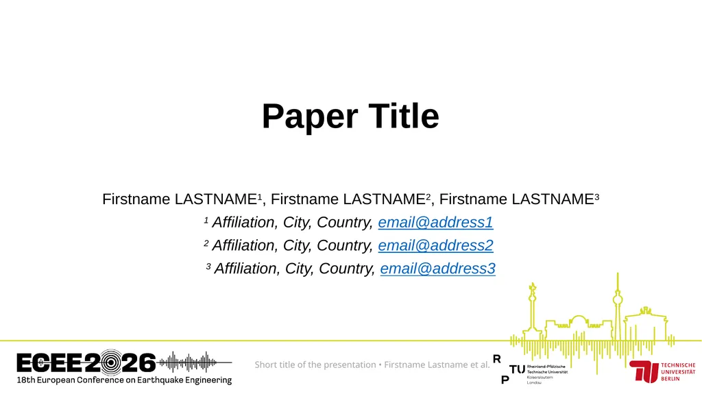 Paper Title Firstname LASTNAME1, Firstname - slide 1 of 5