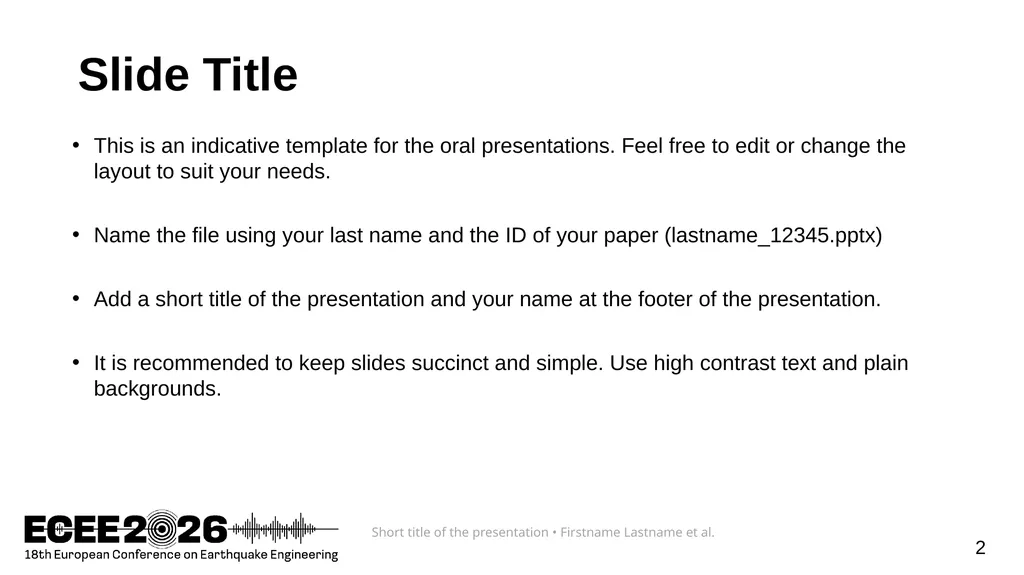 Paper Title Firstname LASTNAME1, Firstname - slide 2 of 5