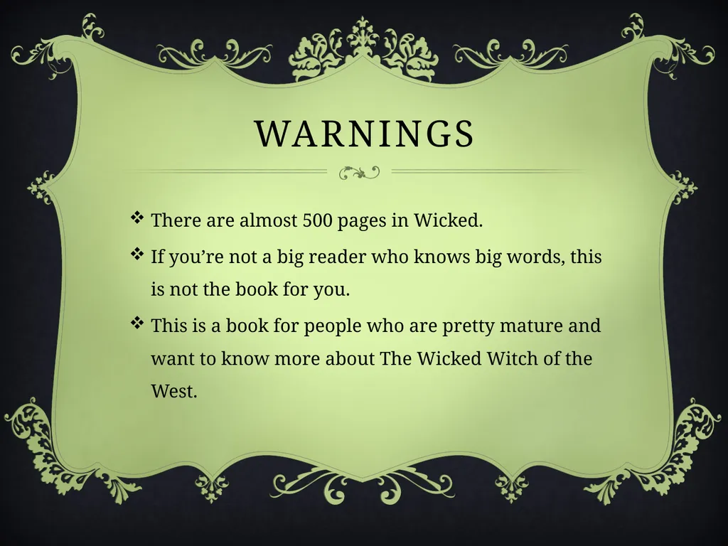 Wicked A book chat by Rachel Davis Wicked A book - slide 12 of 15