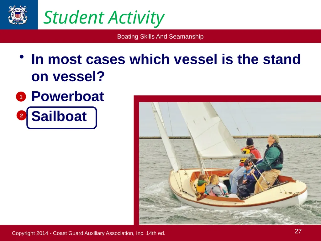 1 Boating Safety Chapter 8 Copyright 2014 - Coast - slide 27 of 31