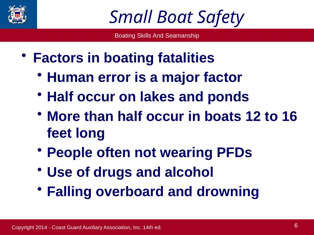 1 Boating Safety Chapter 8 Copyright 2014 - Coast - slide 6 of 31