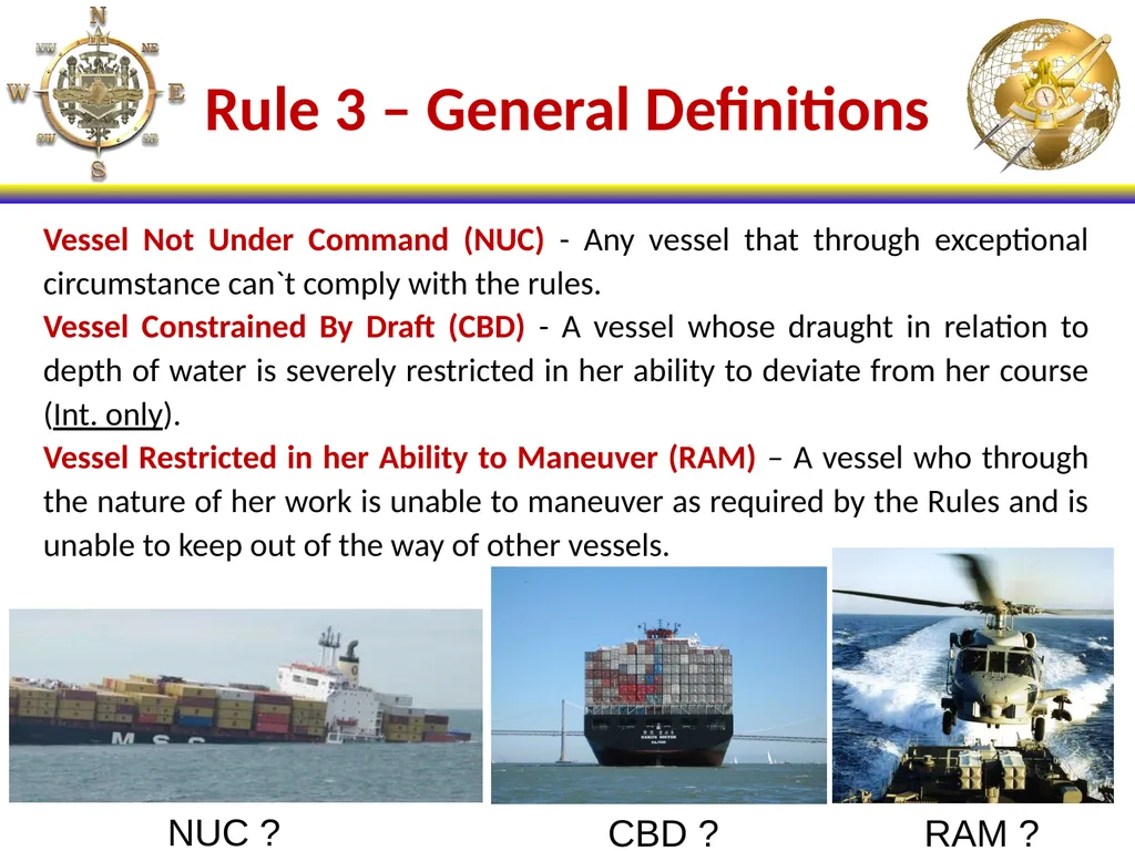 NS101 Rules of the Road (1-19) Enabling Objectives - slide 7 of 39