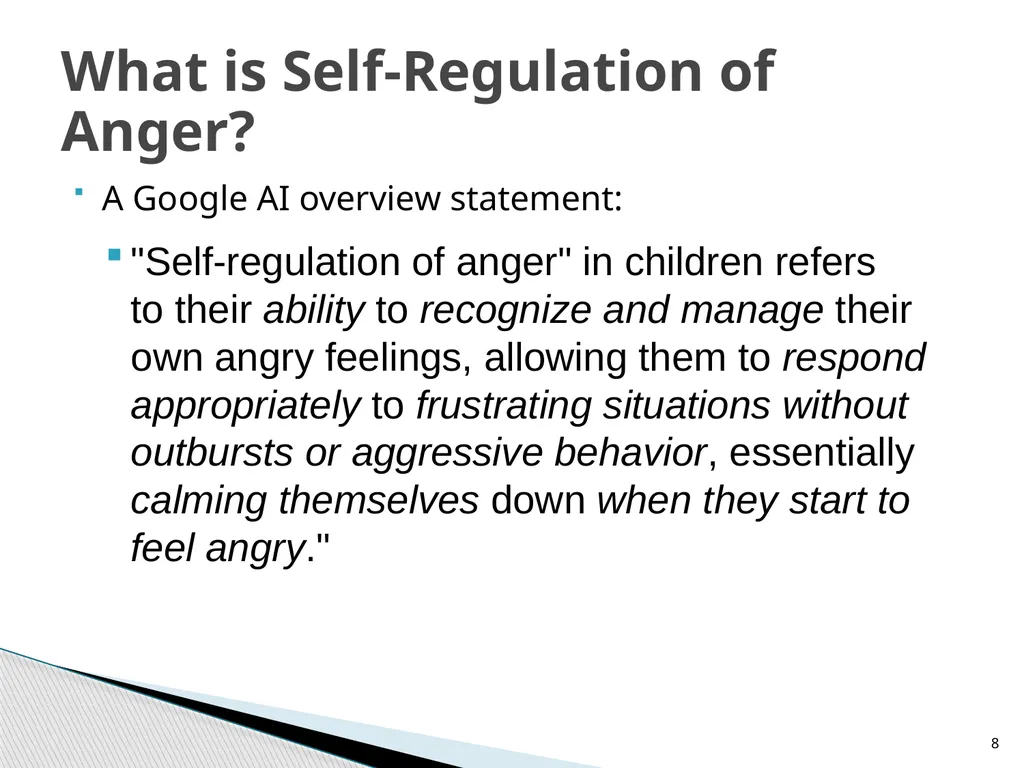 Teaching Children Self-Regulation of Anger: A - slide 8 of 41