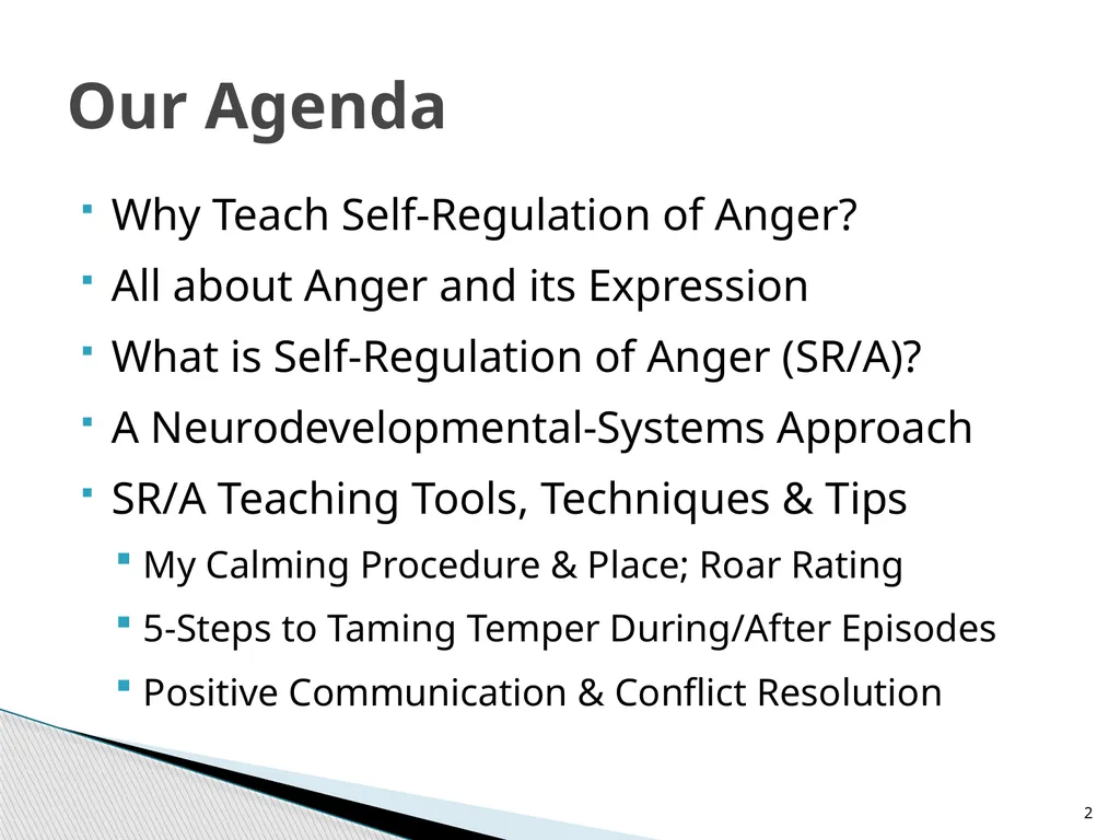 Teaching Children Self-Regulation of Anger: A - slide 2 of 41