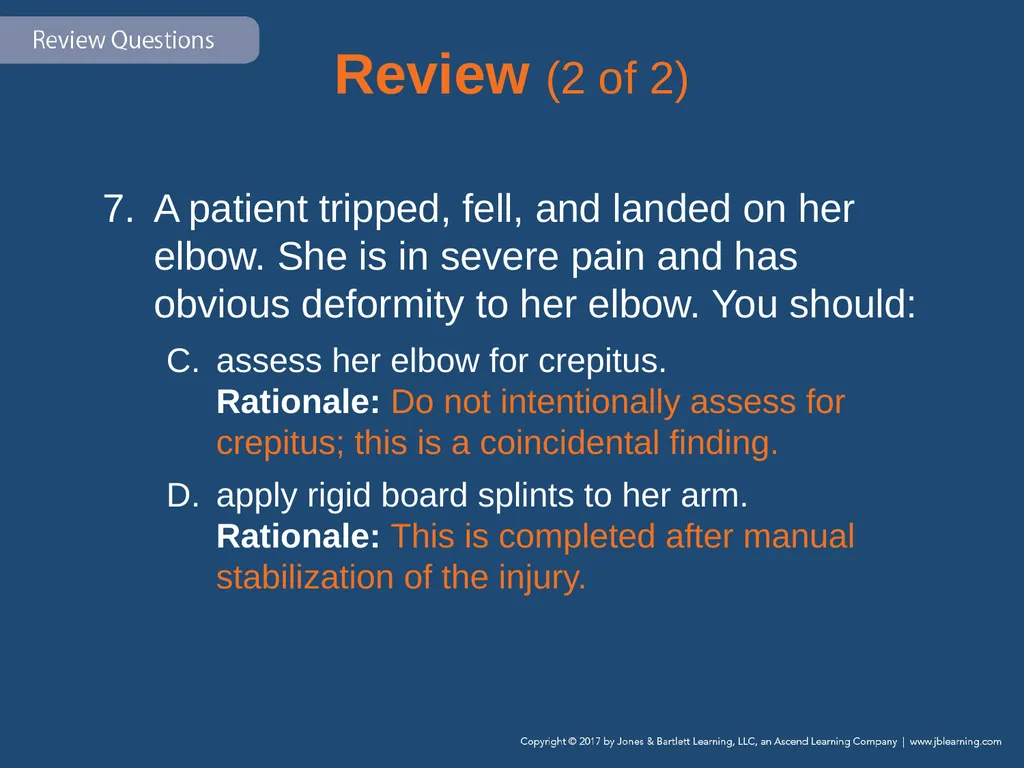 Chapter 31 Orthopaedic Injuries National EMS - slide 140 of 152