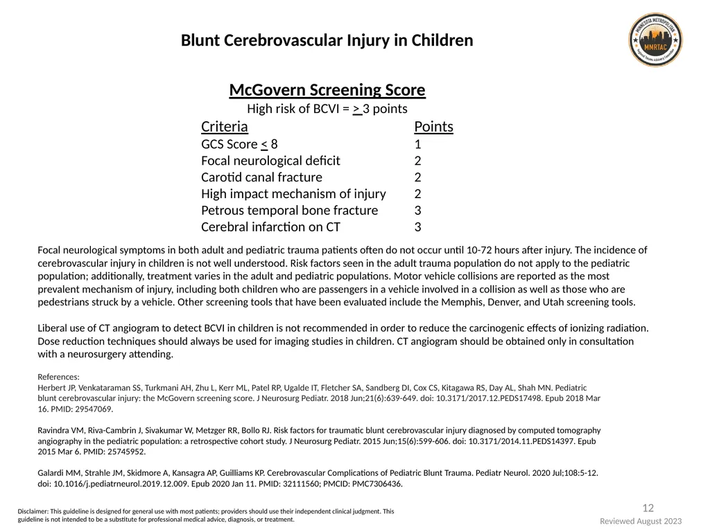 Pediatric Trauma Resources: Head and Neck 1 - slide 12 of 16