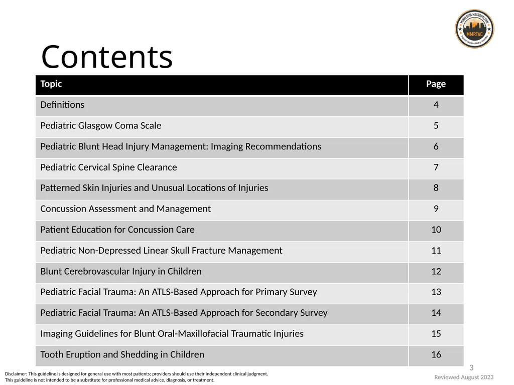 Pediatric Trauma Resources: Head and Neck 1 - slide 3 of 16