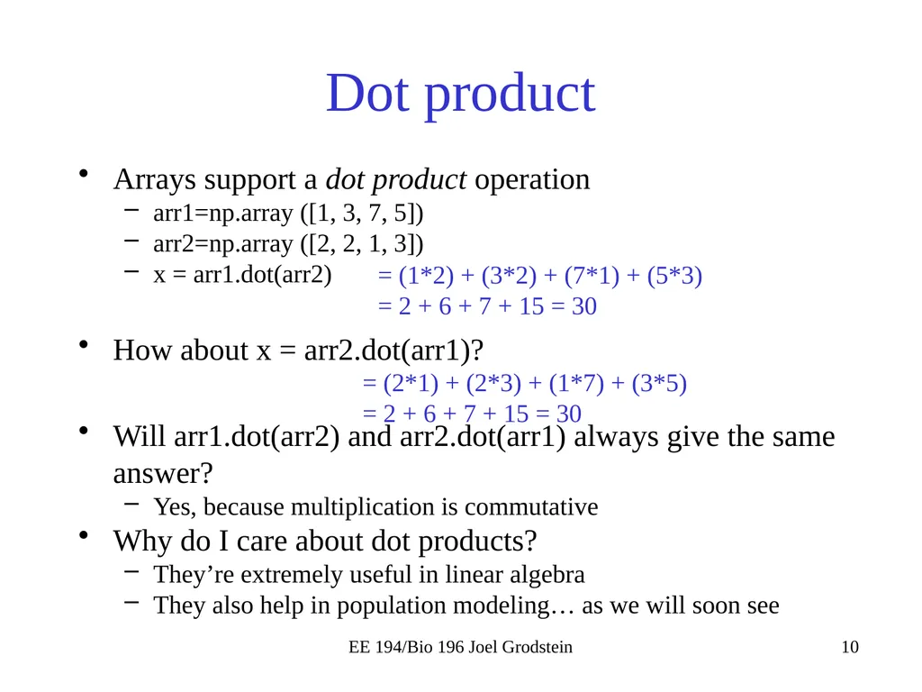 EE 194/BIO 196: Modeling,simulating and optimizing - slide 10 of 38