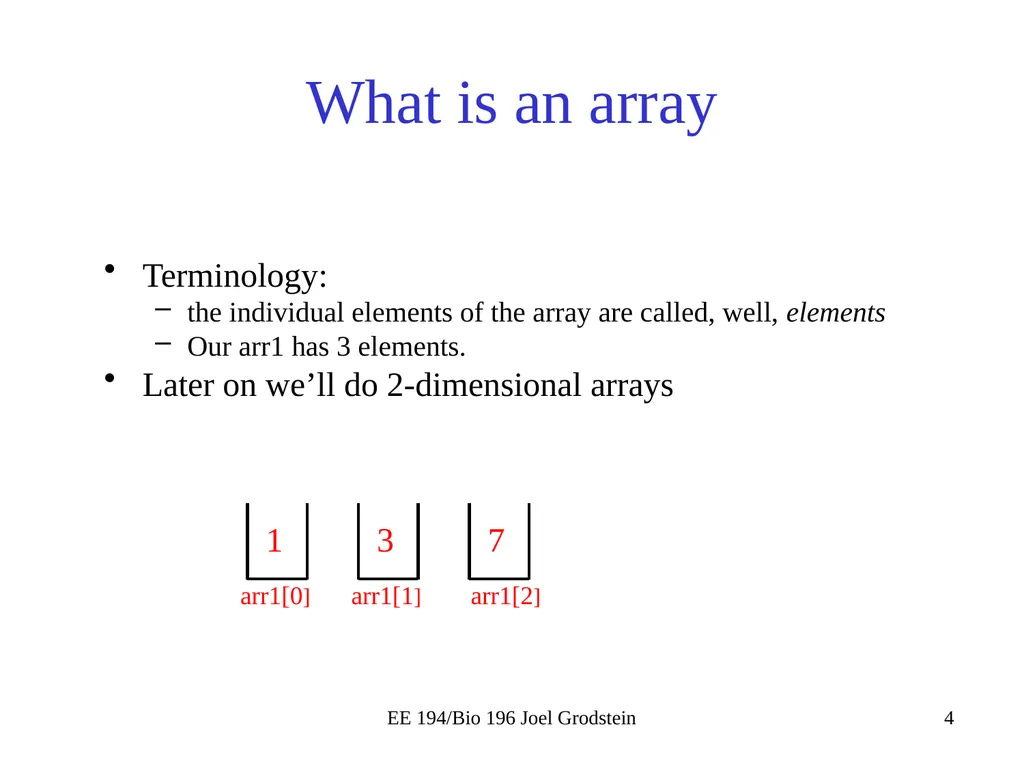 EE 194/BIO 196: Modeling,simulating and optimizing - slide 4 of 38