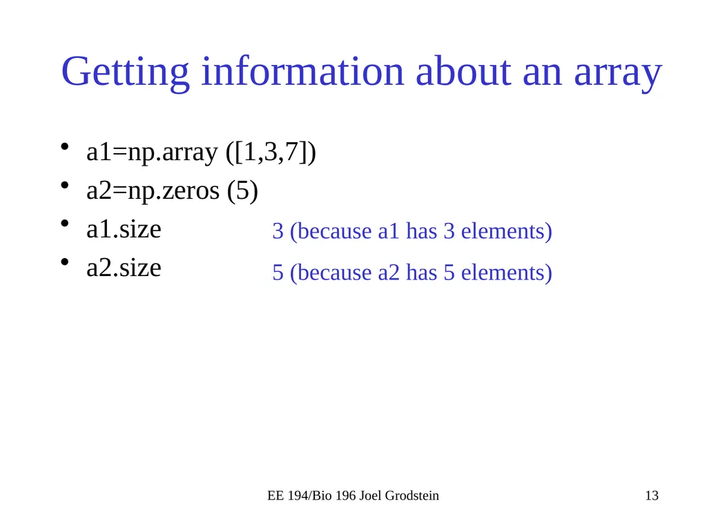 EE 194/BIO 196: Modeling,simulating and optimizing - slide 13 of 38