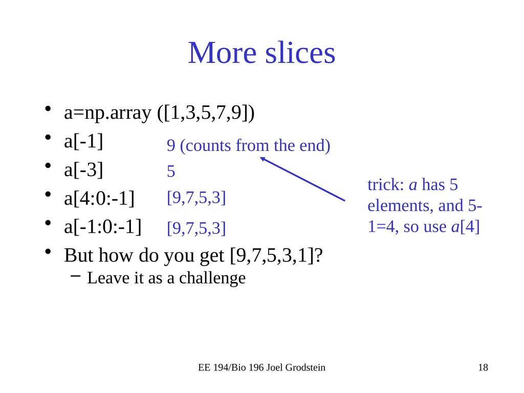 EE 194/BIO 196: Modeling,simulating and optimizing - slide 18 of 38